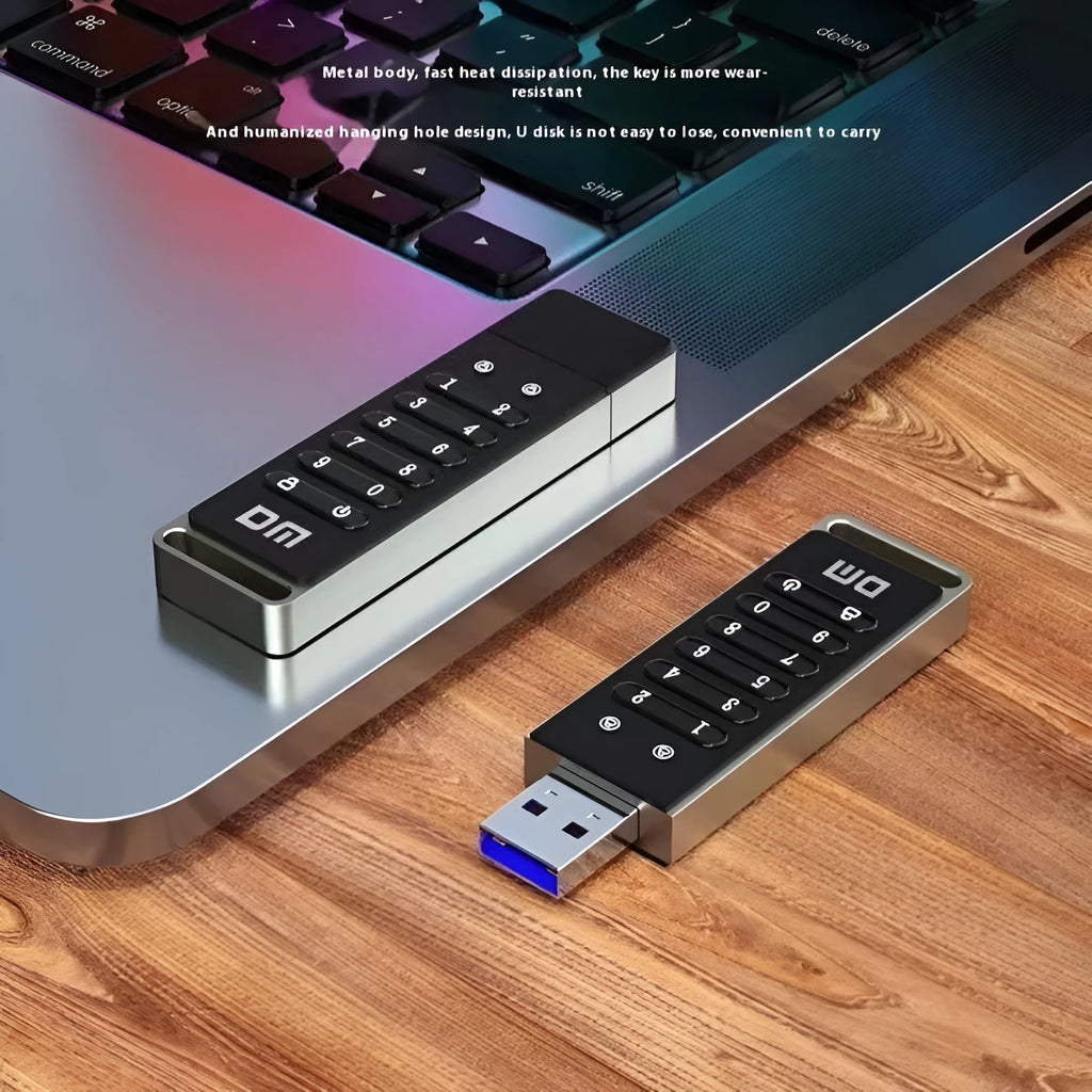 64GB fingerprint encryption USB flash drive with metal casing showing USB 3.0 connector