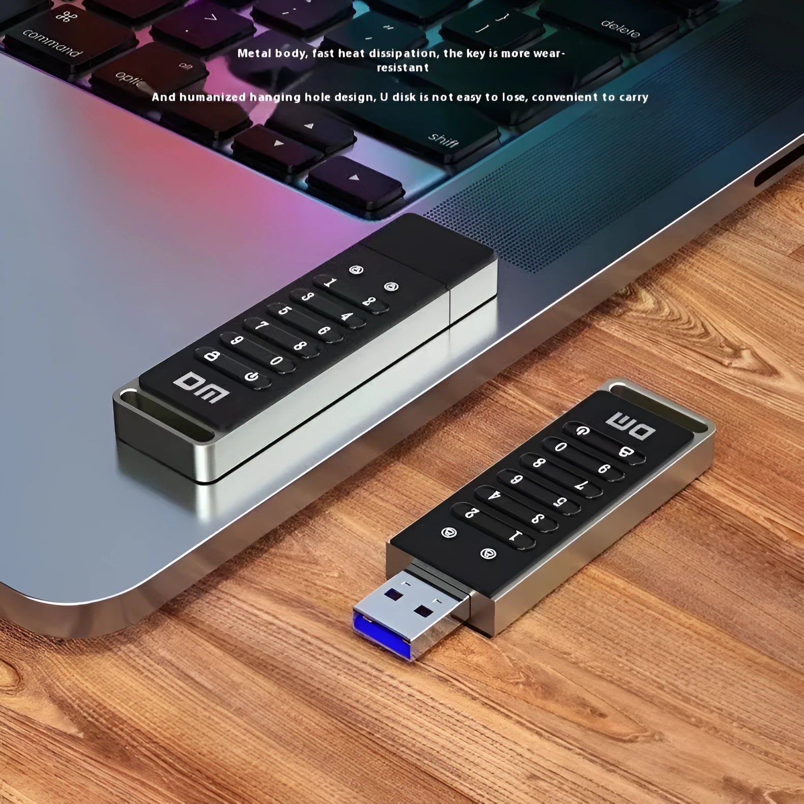 64GB fingerprint encryption USB flash drive with metal casing showing USB 3.0 connector