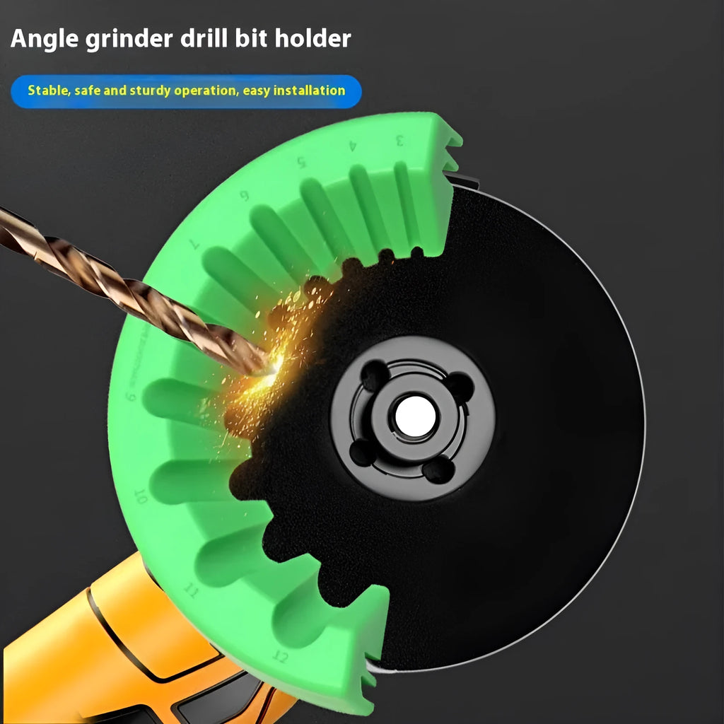 Angle grinder grinding bit bracket holder in black, green or yellow colours
