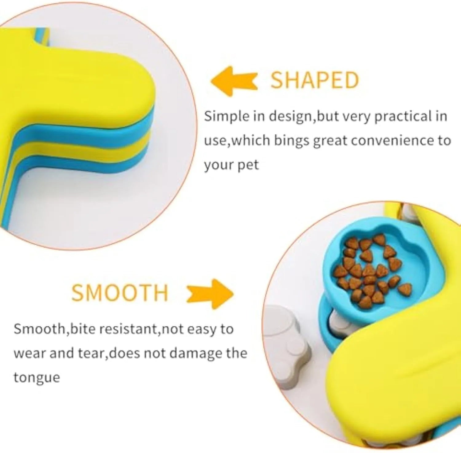 Yellow three-layer rotating dog puzzle feeder toy with anti-slip base for interactive slow feeding