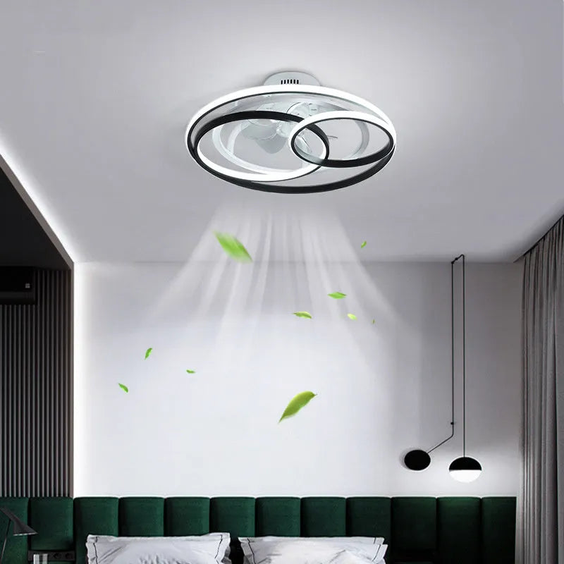 Nordic-style overhead fan light with 48cm metal blades and integrated lighting fixture