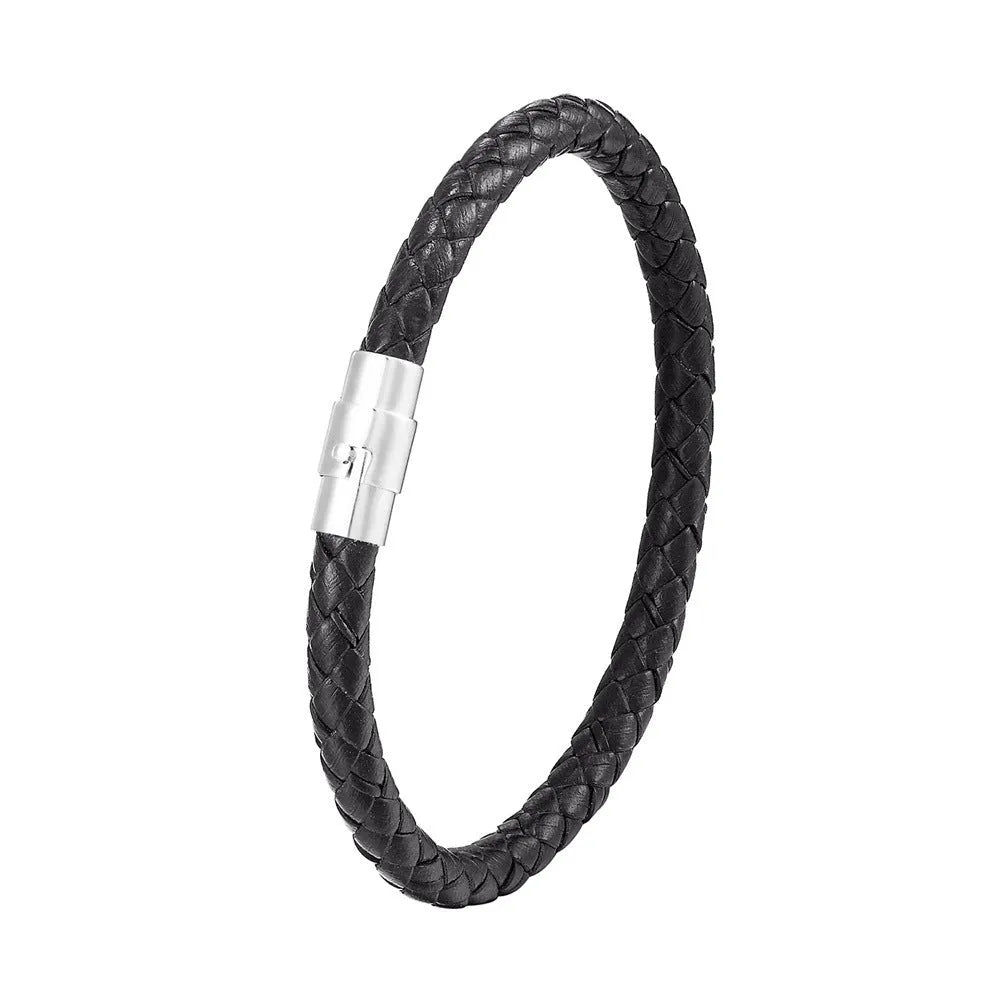 Titanium steel geometric wire bracelet with a magnetic clasp shown in multiple colour options.