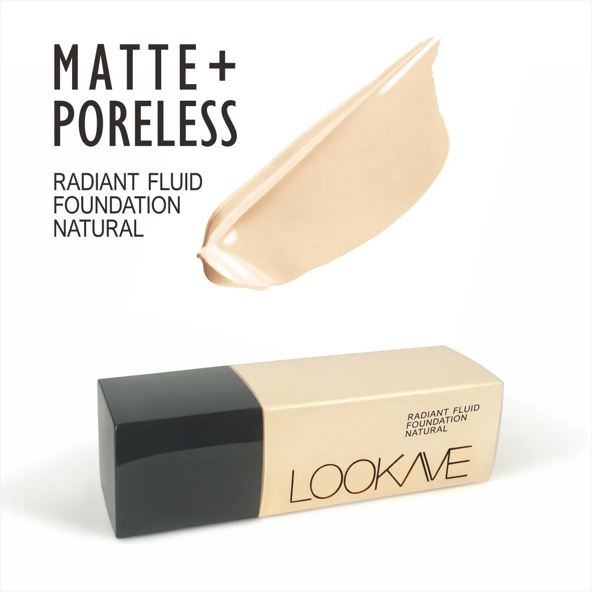 LOOKAVE Matte Liquid Foundation bottle in 21ml size showing shade options LK63C-01 to 06.