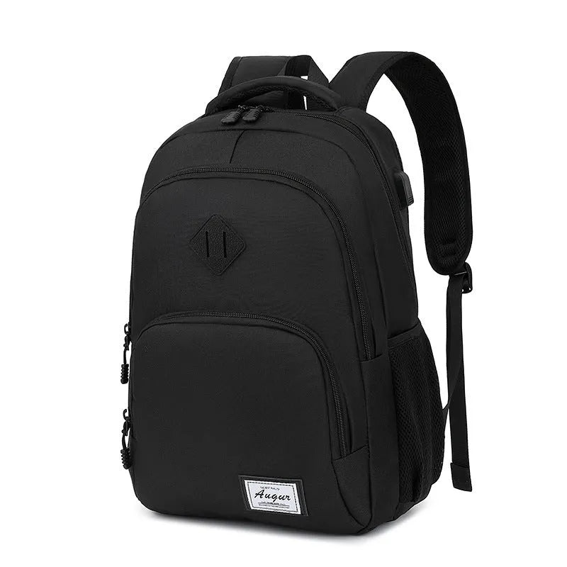 Lightweight nylon backpack with USB charging interface in various grey and black colour options