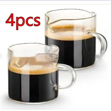 White double mouth transparent glass coffee cups in modern simplicity style