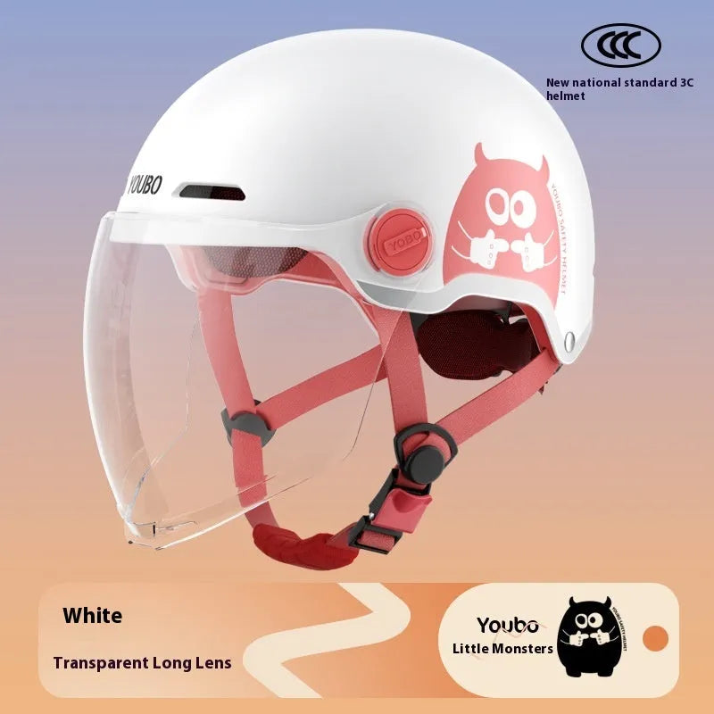 White universal electric motorcycle helmet with ABS shell and visor for commuting