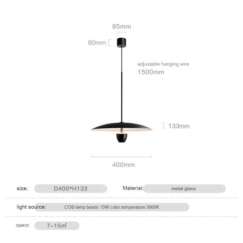 Black minimalist Nordic chandelier with 400mm size and warm white illumination