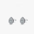 A pair of women's silver water drop shaped stud earrings made from 925 sterling silver.