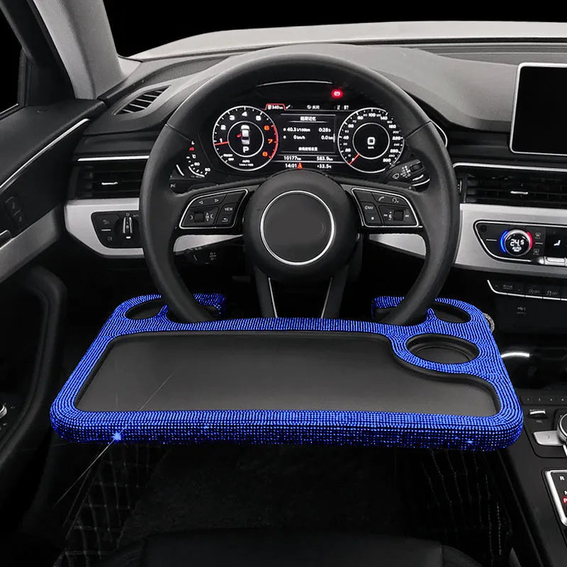 Car steering wheel diamond inlaid dinner plate, 43x29cm, high-precision water drill material, with diamond colour finish