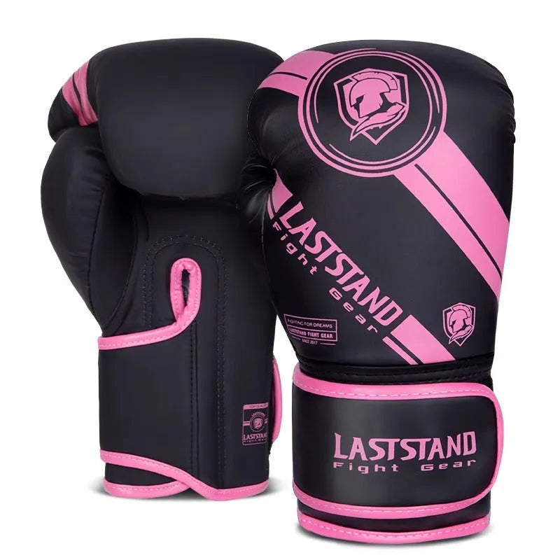 Pair of PU leather boxing gloves in black gold colour, 10oz size, vertical style for training