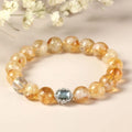 Citrine crystal geometric bracelet with 10mm beads and grinding treatment surfaces