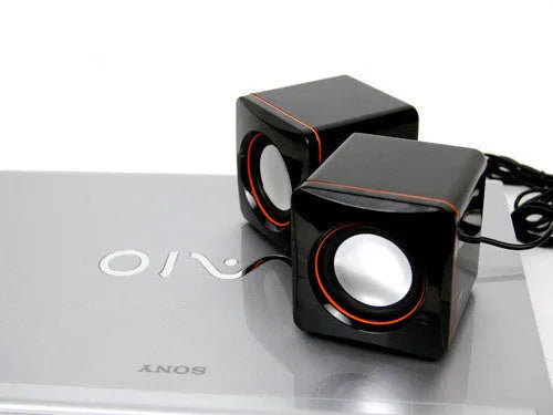 Black small square 2.0 USB-powered computer speaker for desktop audio enhancement