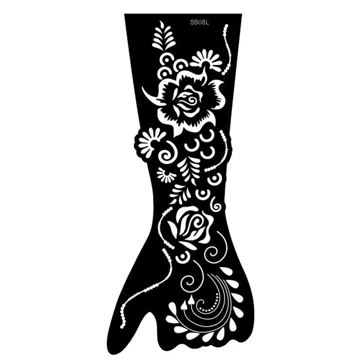 Pack of geometric hollow template tattoo stickers with machine-cut paper stencils for DIY art.