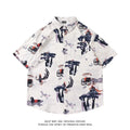 Full printed floral pattern short sleeve shirt in loose fit with cardigan style design