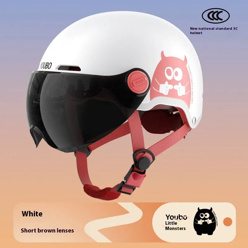 White universal electric motorcycle helmet with ABS shell and visor for commuting