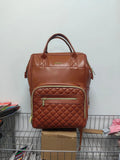 Solid colour waterproof backpack 18 inch PU leather with air pillow belt in beige