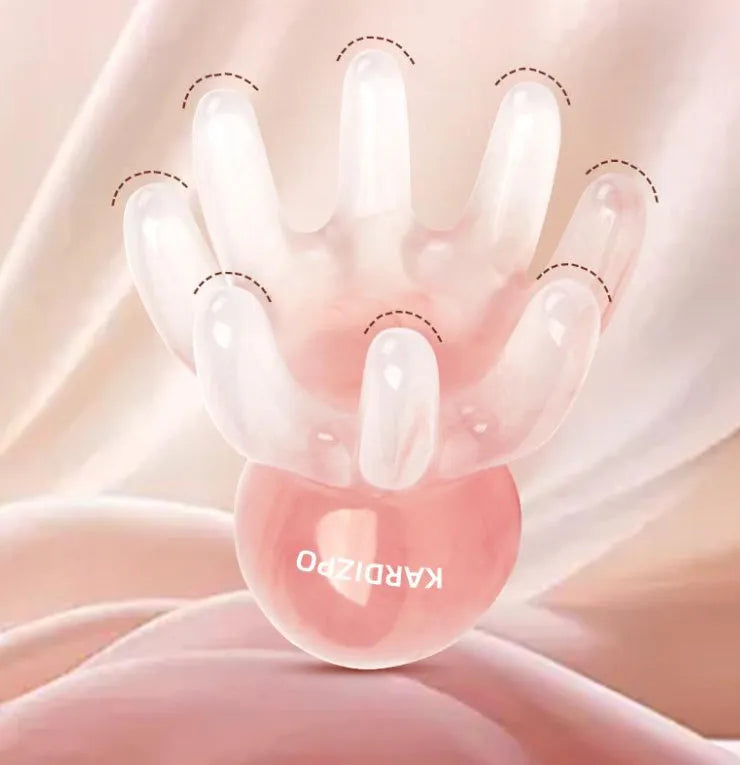 Small pink octopus-shaped massage comb for periocular meridian massage with natural resin material