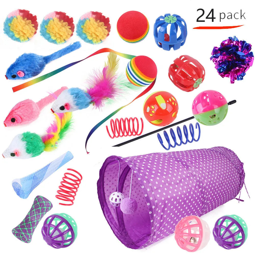 Plastic cat toy suit with tunnel channels in a selected colour from the B99801-B99855 range