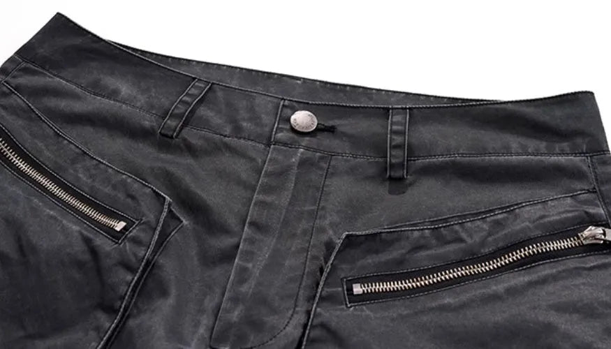 Retro three-dimensional keel casual trousers in solid white or black colours with straight hem design
