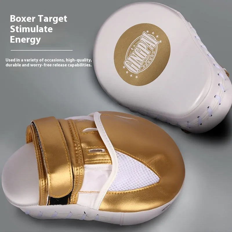 Vertical hanging boxing target in gold or green PU leather for martial arts training