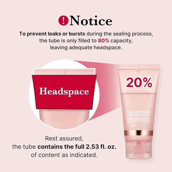 Collagen night mask in 75ml bottle with application brush for skin firming and hydration