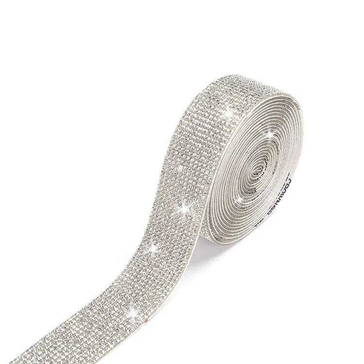 Glass self-adhesive water drill strip for clothing decoration in white and AB colour