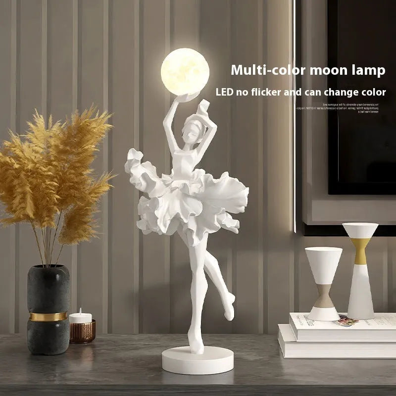 Modern resin USB night light ornament in black gold, white, pink, or light blue.