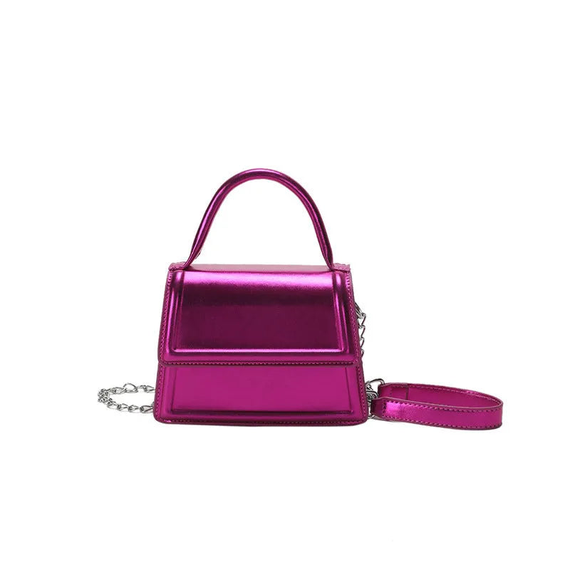 PU leather retro crossbody bag in horizontal square shape with sewing line detail