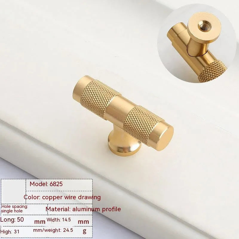 European style brushed brass aluminium wardrobe handle with multiple hole spacing options