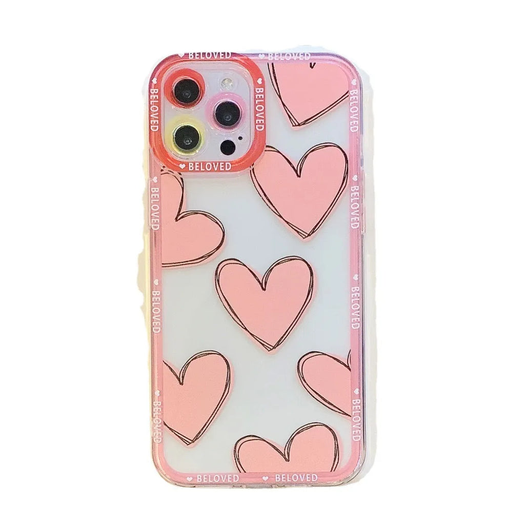 Pink and red love heart angel eyes design TPU back cover case for Apple iPhone.