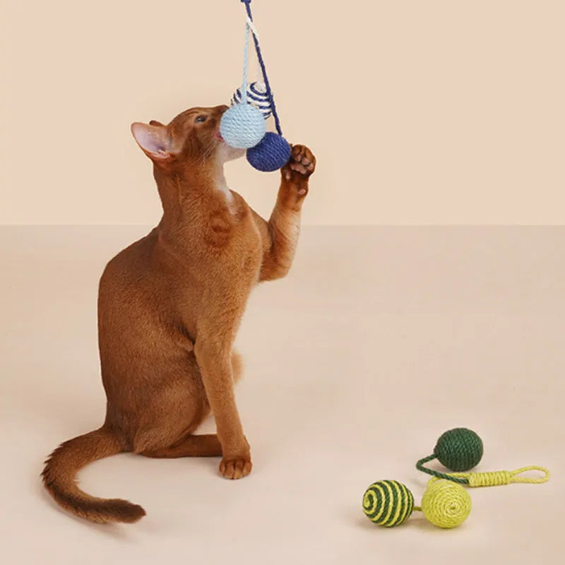 255mm cat teaser wand with catnip ball and feathers in blue, green, red, or yellow