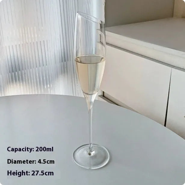 French goblet champagne glasses showing seven crystal design variations including tulip and flute styles