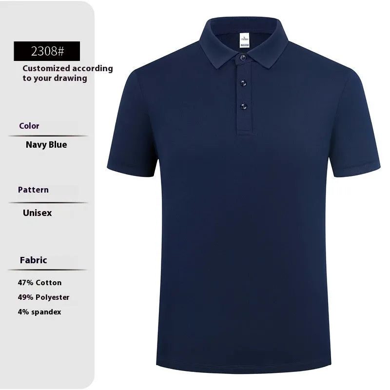 High-end workwear polo shirt for men summer short sleeve cotton blend solid colour regular fit