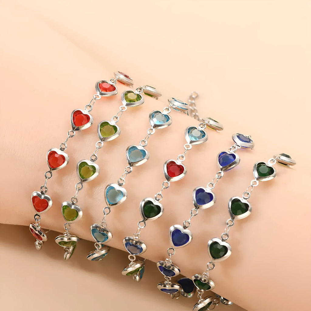 Devil's Eye geometric heart bracelet in stainless steel with multiple colour options