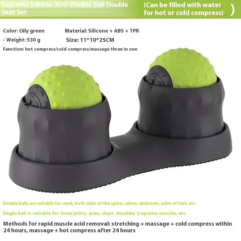 Massage ball set for cold and hot compress therapy in caramel mocha colour with dual-texture surface