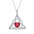Women's Celtic knot geometric pendant necklace in copper with a choice of coloured electroplated finishes.