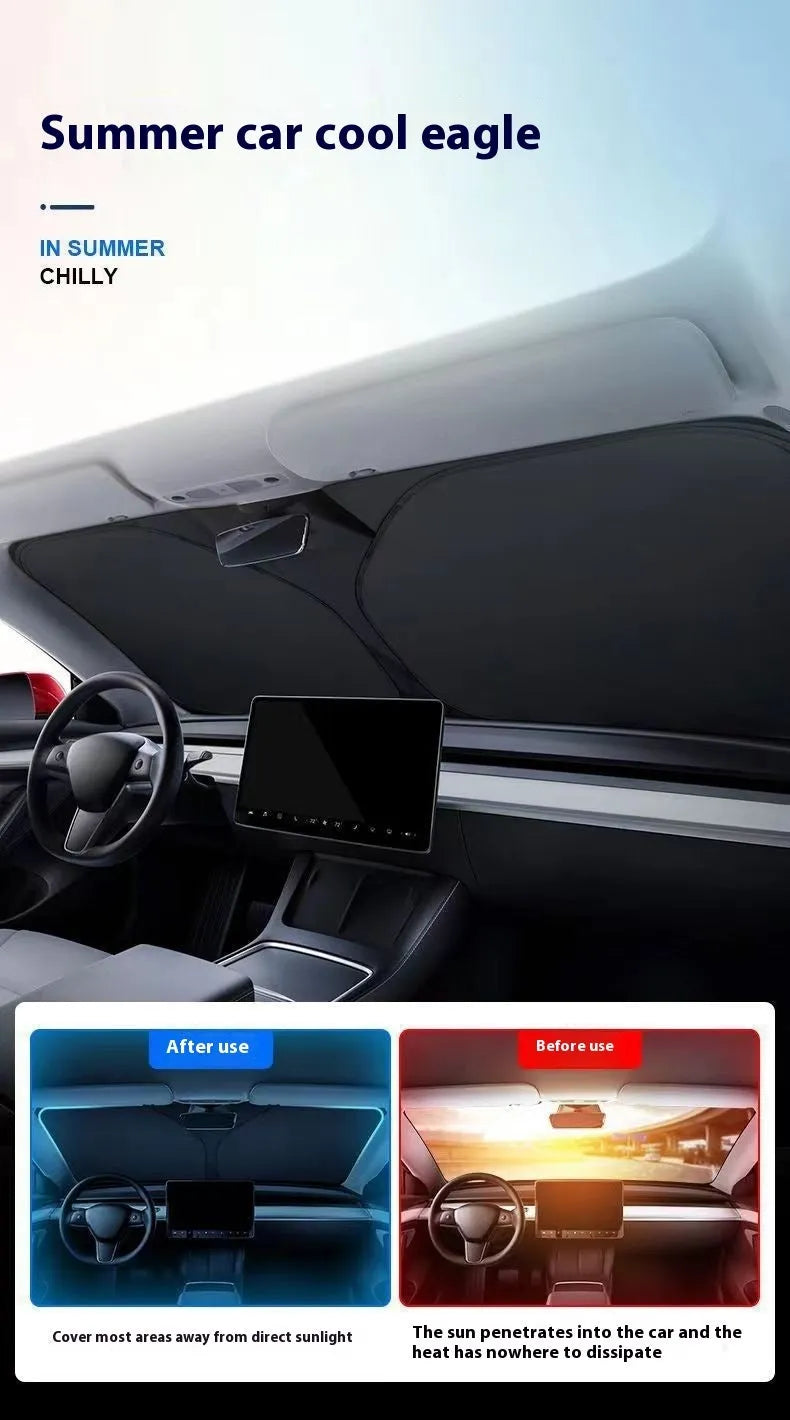 Titanium silver aluminium foil car sunshade laid flat, showing its reflective solid colour surface.