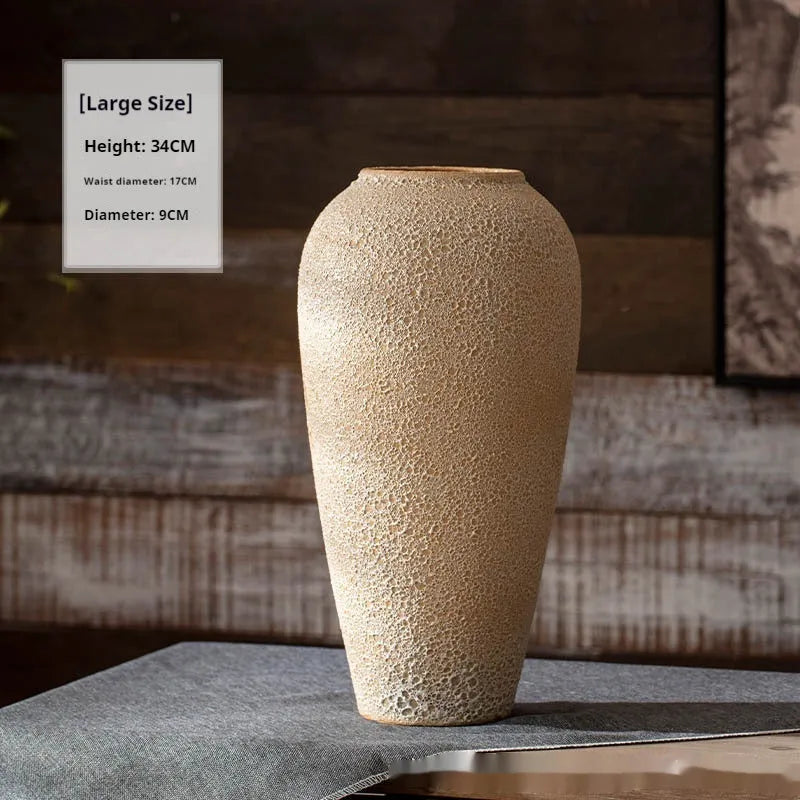 Pastoral Chinese style stoneware glazed vase, handmade ceramic with glass surface, available in small medium and large sizes