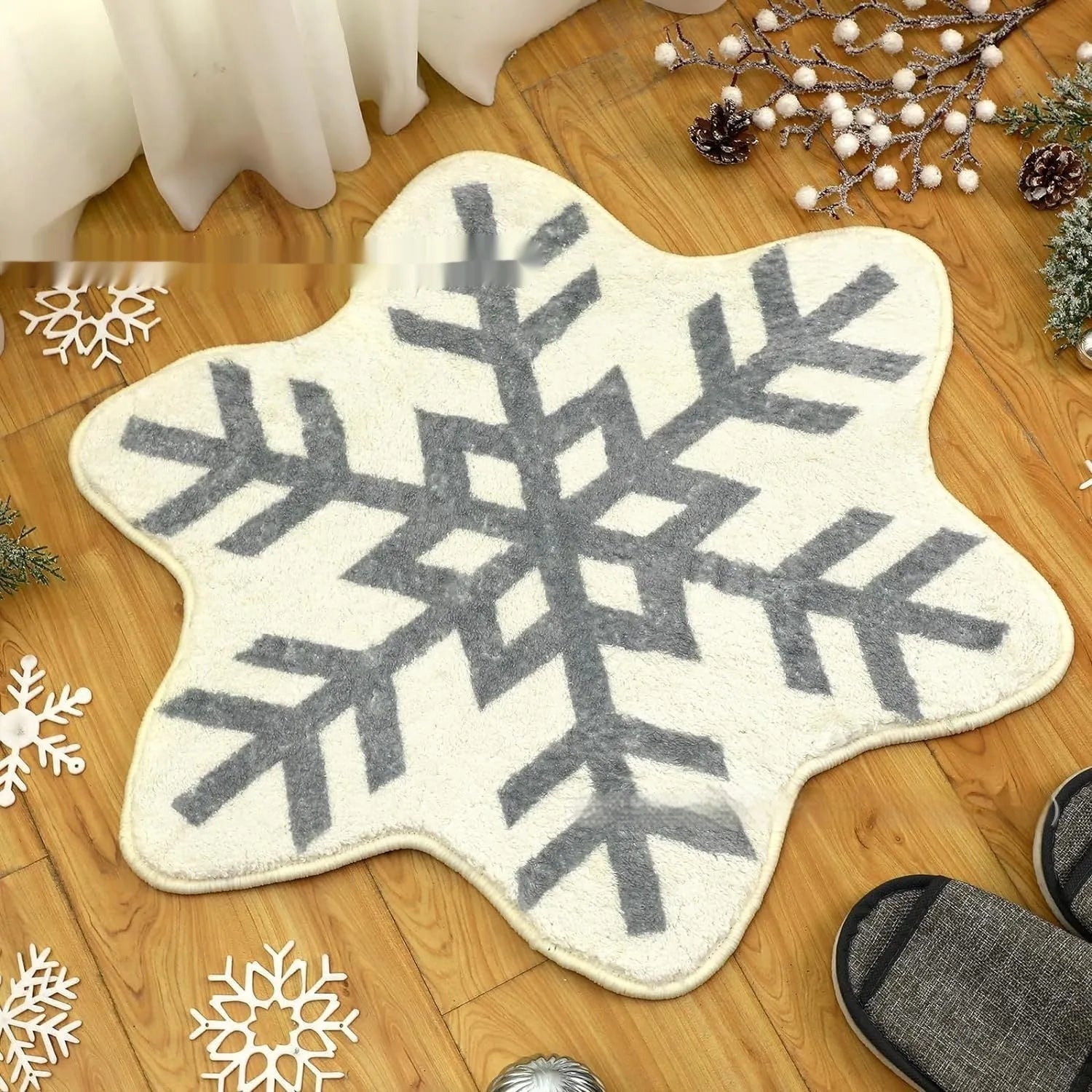 Christmas printed polyester fibre round carpet mat in 60x60cm or 80x80cm size