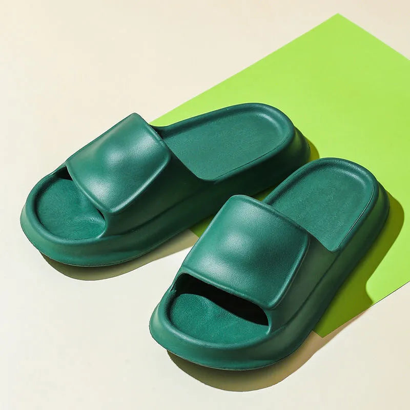 White EVA flip-flop slippers with thick 3.5 cm non-slip sole for bathroom use