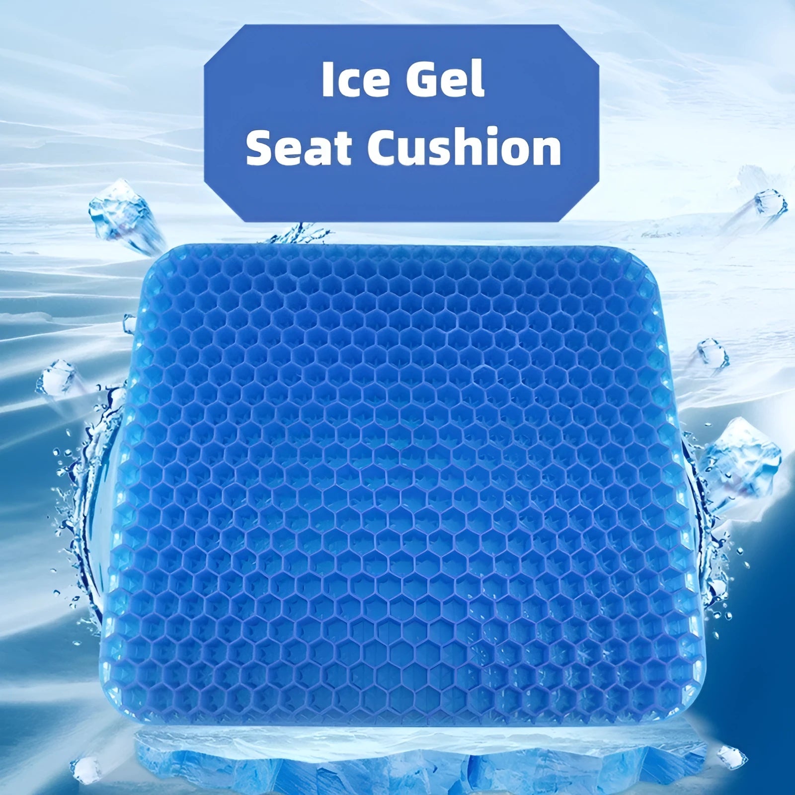 Square honeycomb-patterned gel seat cushion with a removable cover for pressure relief