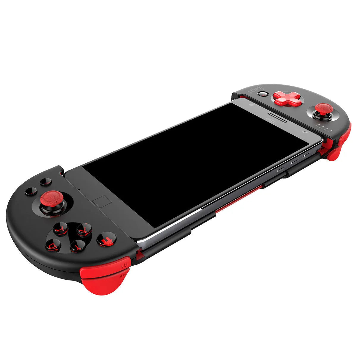 Red Samurai retractable Bluetooth game controller in black for smartphone mobile gaming