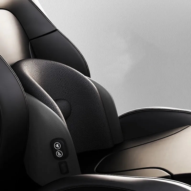 Car massage cushion with memory cotton construction and electric massage function for neck and waist support