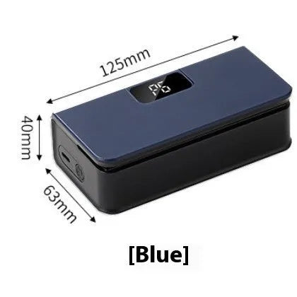 Blue and white portable mini heat sealing machine for plastic snack bags.