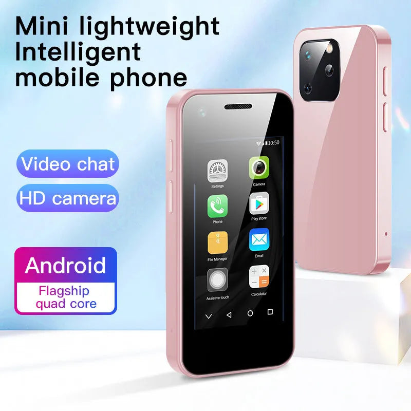 Ultra-compact 84mm mini Android phone with 2.5-inch screen and quad-core processor in four colour options
