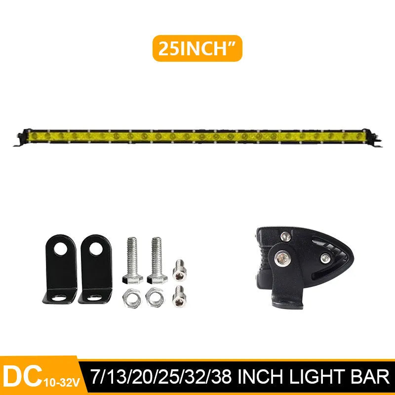 25 inch aluminium single row LED light bar with mounting brackets for vehicles