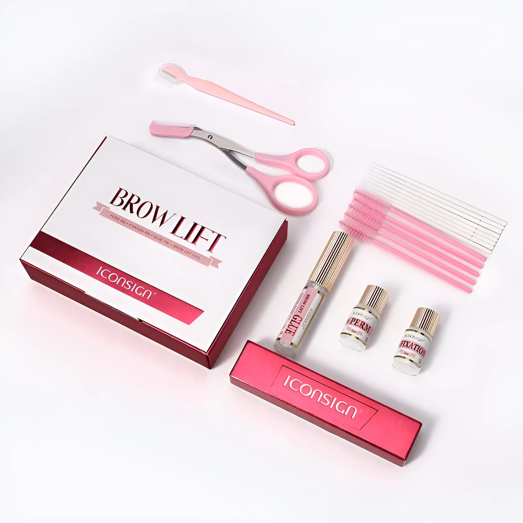 Pink eyebrow quick ironing perm kit with complete set for DIY eyebrow styling