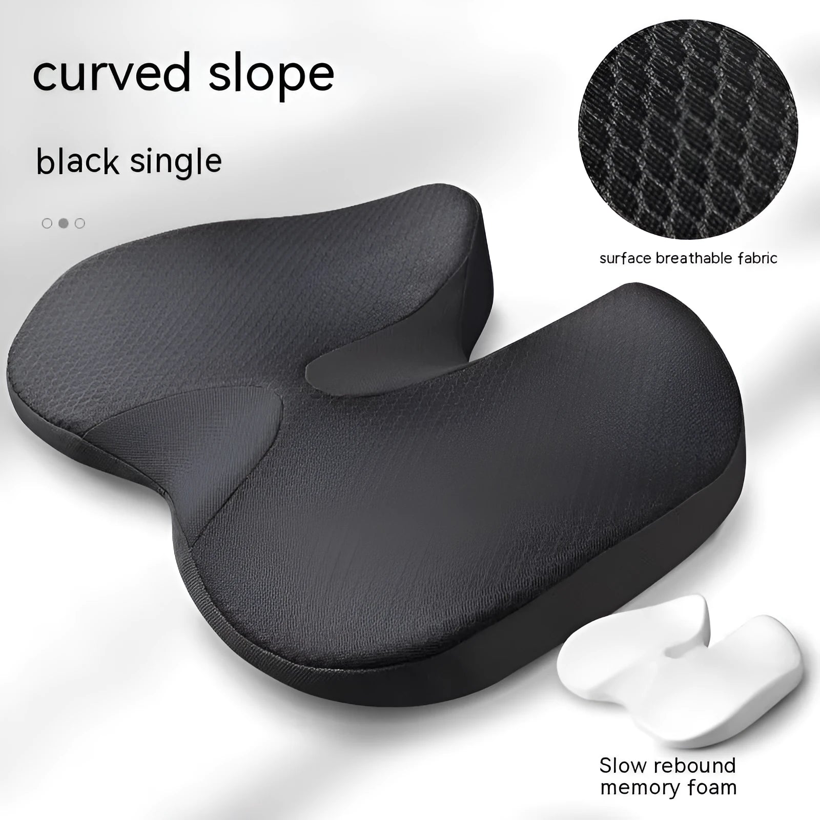 Curved bevel memory foam seat cushion for tailbone support in beige colour.