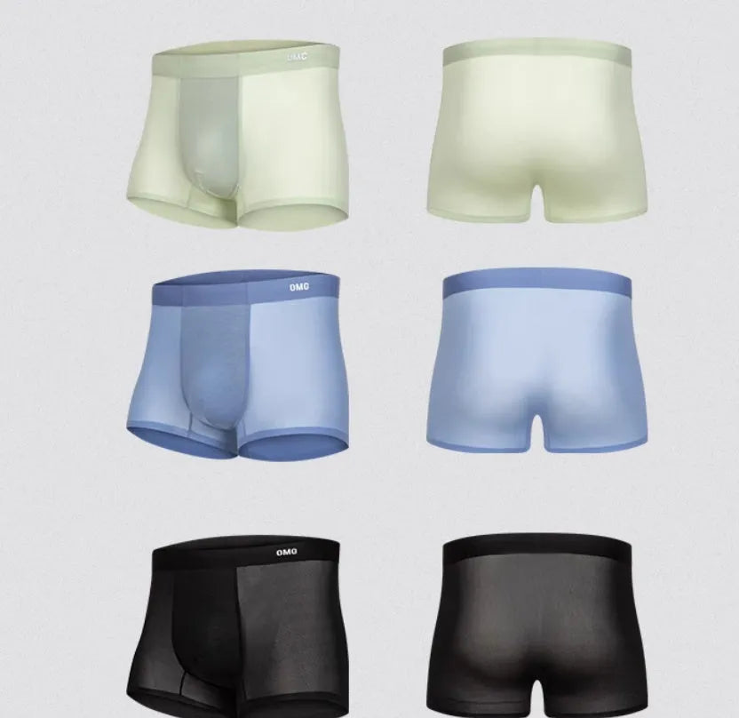 Men's antibacterial seamless sports underwear in black, shown flat.