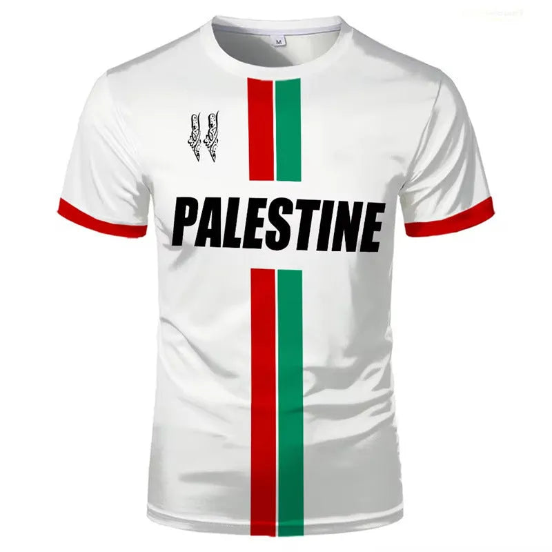 3D printed football T-shirt with stereoscopic pattern design in spandex fabric, available in black or white colour options